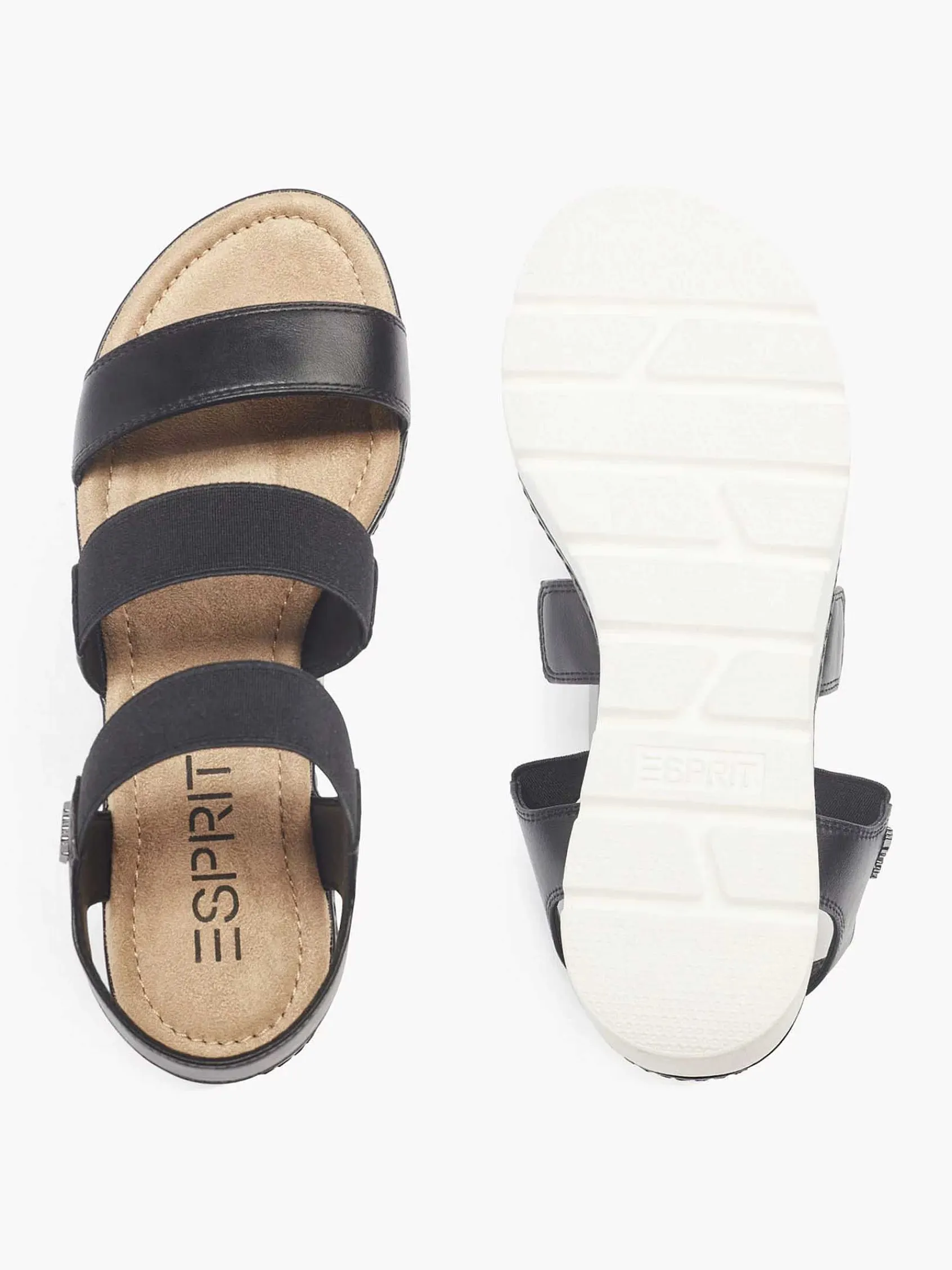 Sandalen|Esprit Zwarte Sandaal Elastisch