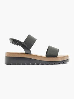 Sandalen|Graceland Zwarte Sandaal Elastisch