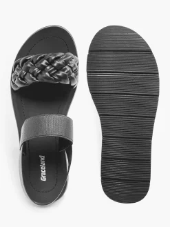 Sandalen|Graceland Zwarte Sandaal Gevlochten