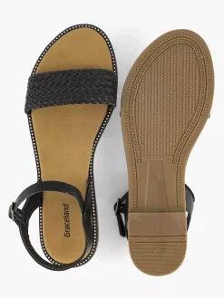 Sandalen|Graceland Zwarte Sandaal Gevlochten