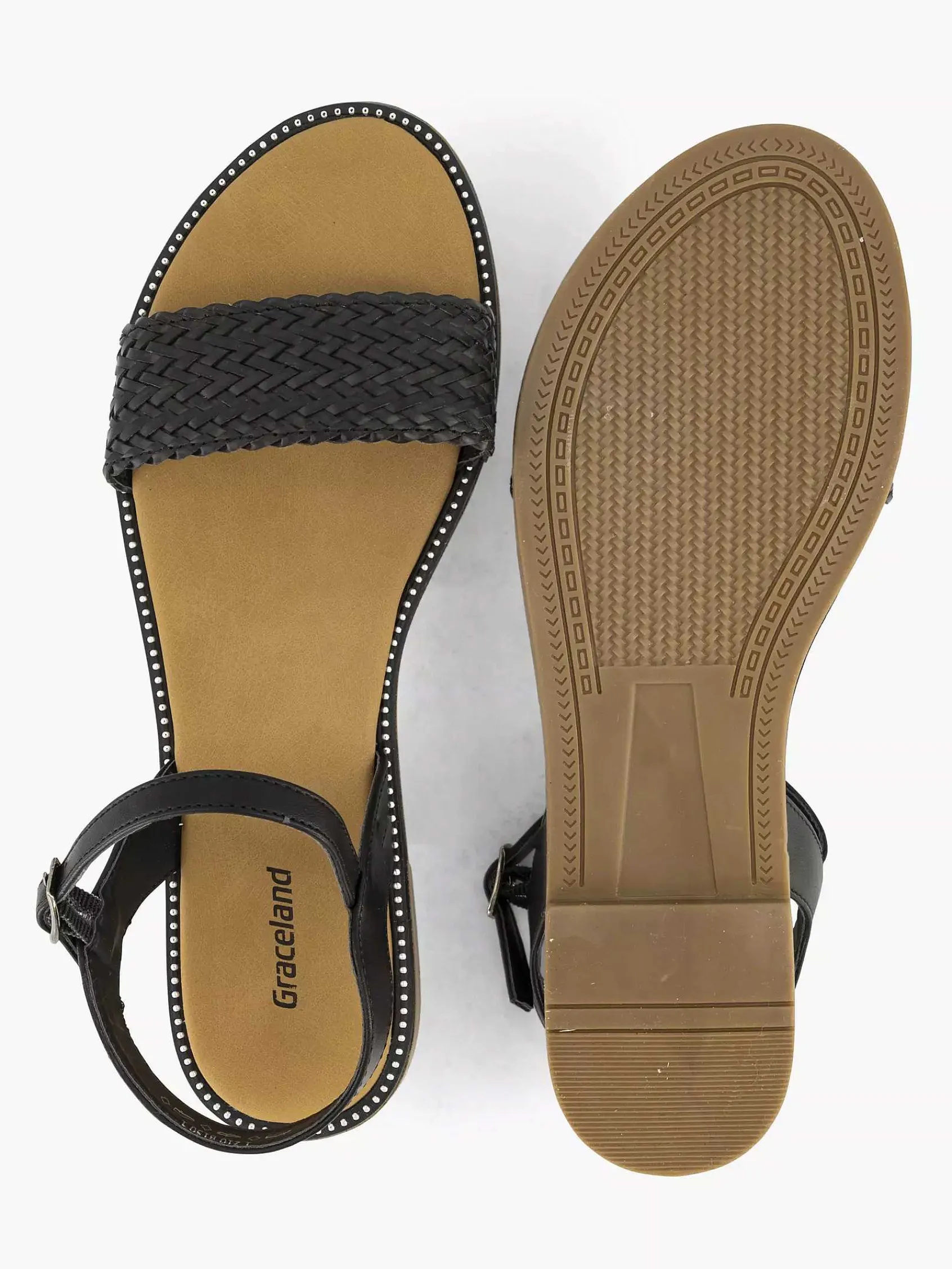 Sandalen|Graceland Zwarte Sandaal Gevlochten