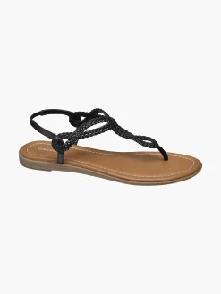 Sandalen|Graceland Zwarte Sandaal Geweven