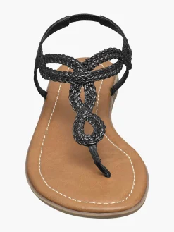 Sandalen|Graceland Zwarte Sandaal Geweven
