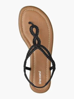 Sandalen|Graceland Zwarte Sandaal Geweven