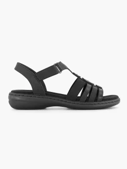 Comfort Schoenen|Easy Street Zwarte Sandaal Klittenband
