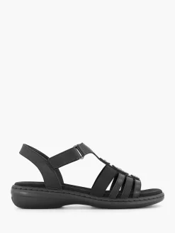 Comfort Schoenen|Easy Street Zwarte Sandaal Klittenband