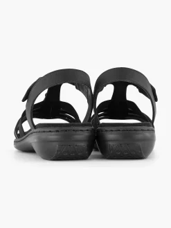Comfort Schoenen|Easy Street Zwarte Sandaal Klittenband