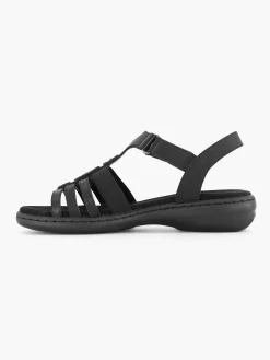 Comfort Schoenen|Easy Street Zwarte Sandaal Klittenband