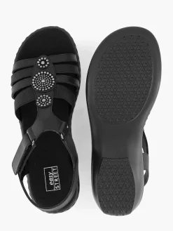 Comfort Schoenen|Easy Street Zwarte Sandaal Klittenband