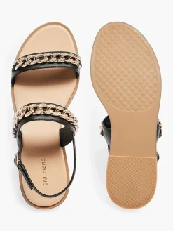 Sandalen|Graceland Zwarte Sandaal Sierketting