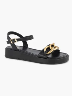 Sandalen|Oxmox Zwarte Sandaal Sierketting