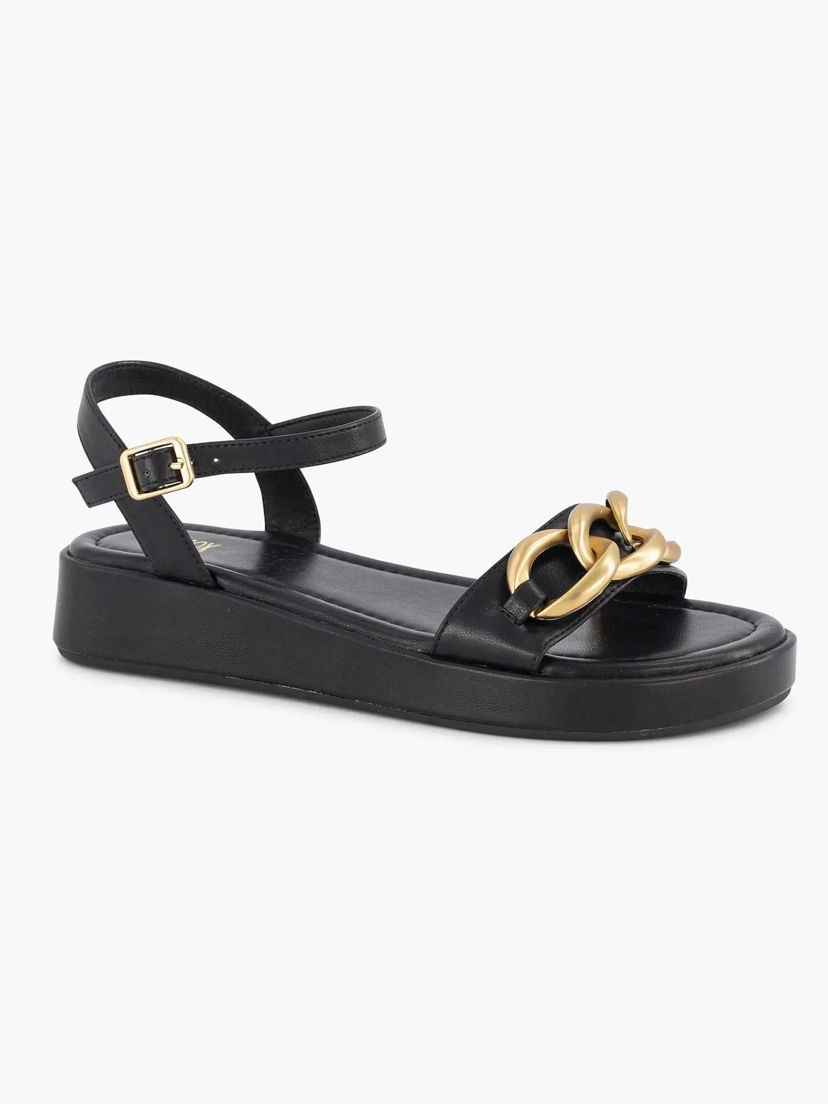 Sandalen|Oxmox Zwarte Sandaal Sierketting
