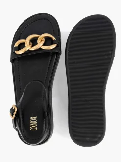 Sandalen|Oxmox Zwarte Sandaal Sierketting