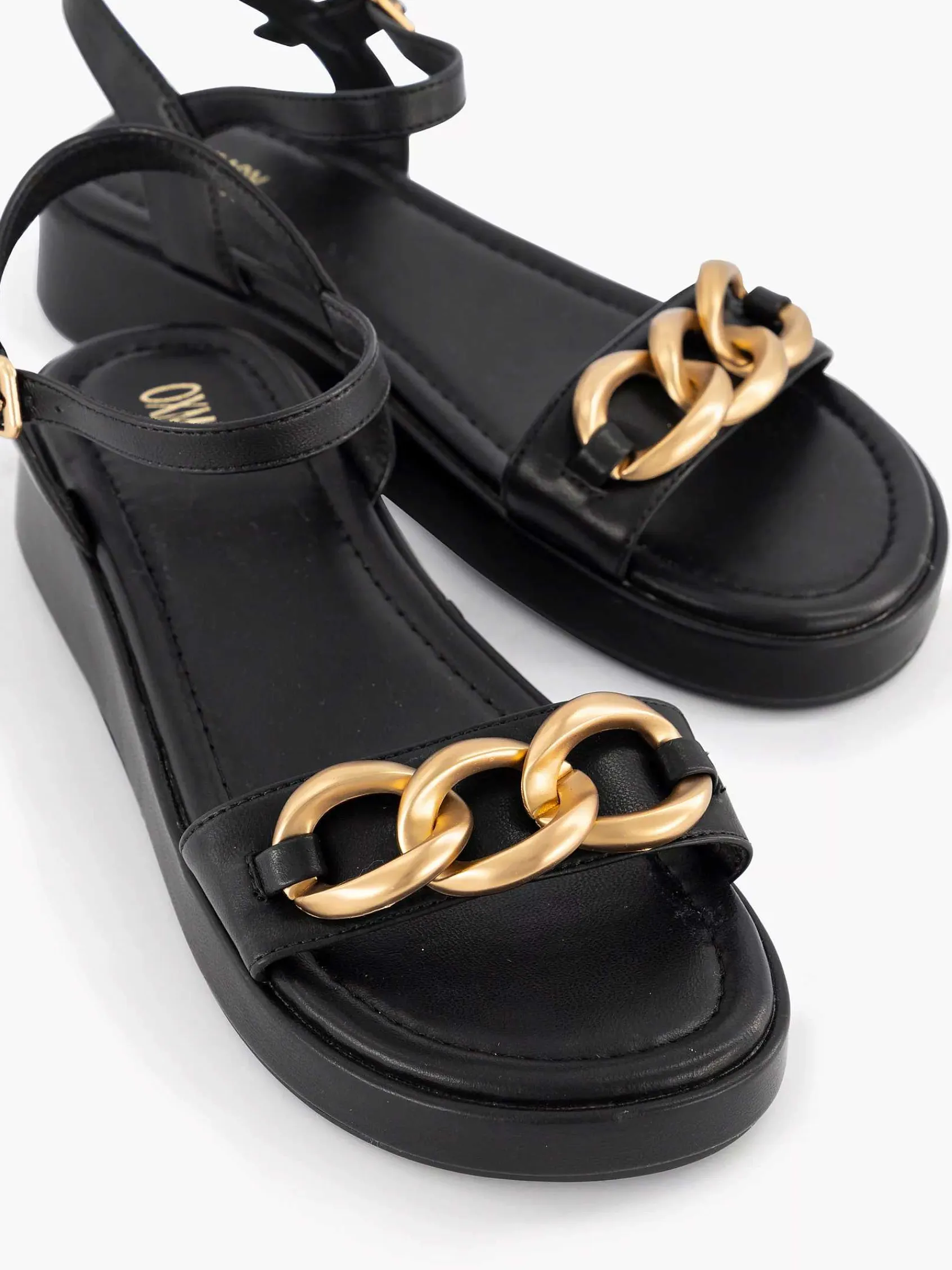 Sandalen|Oxmox Zwarte Sandaal Sierketting