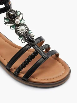 Sandalen|Graceland Zwarte Sandaal Steentjes