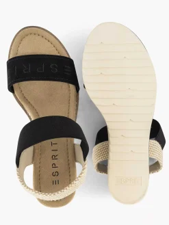 Sandalen|Esprit Zwarte Sandalette Sleehak