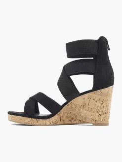 Sandalen|Graceland Zwarte Sandalette Sleehak