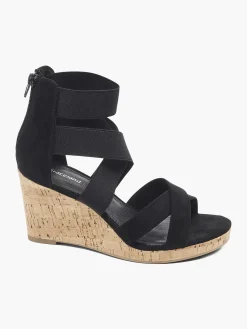 Sandalen|Graceland Zwarte Sandalette Sleehak
