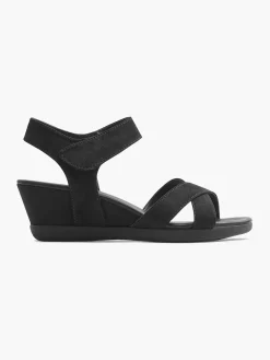 Sandalen|Graceland Zwarte Sandalette Sleehak