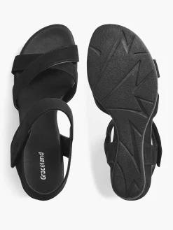 Sandalen|Graceland Zwarte Sandalette Sleehak