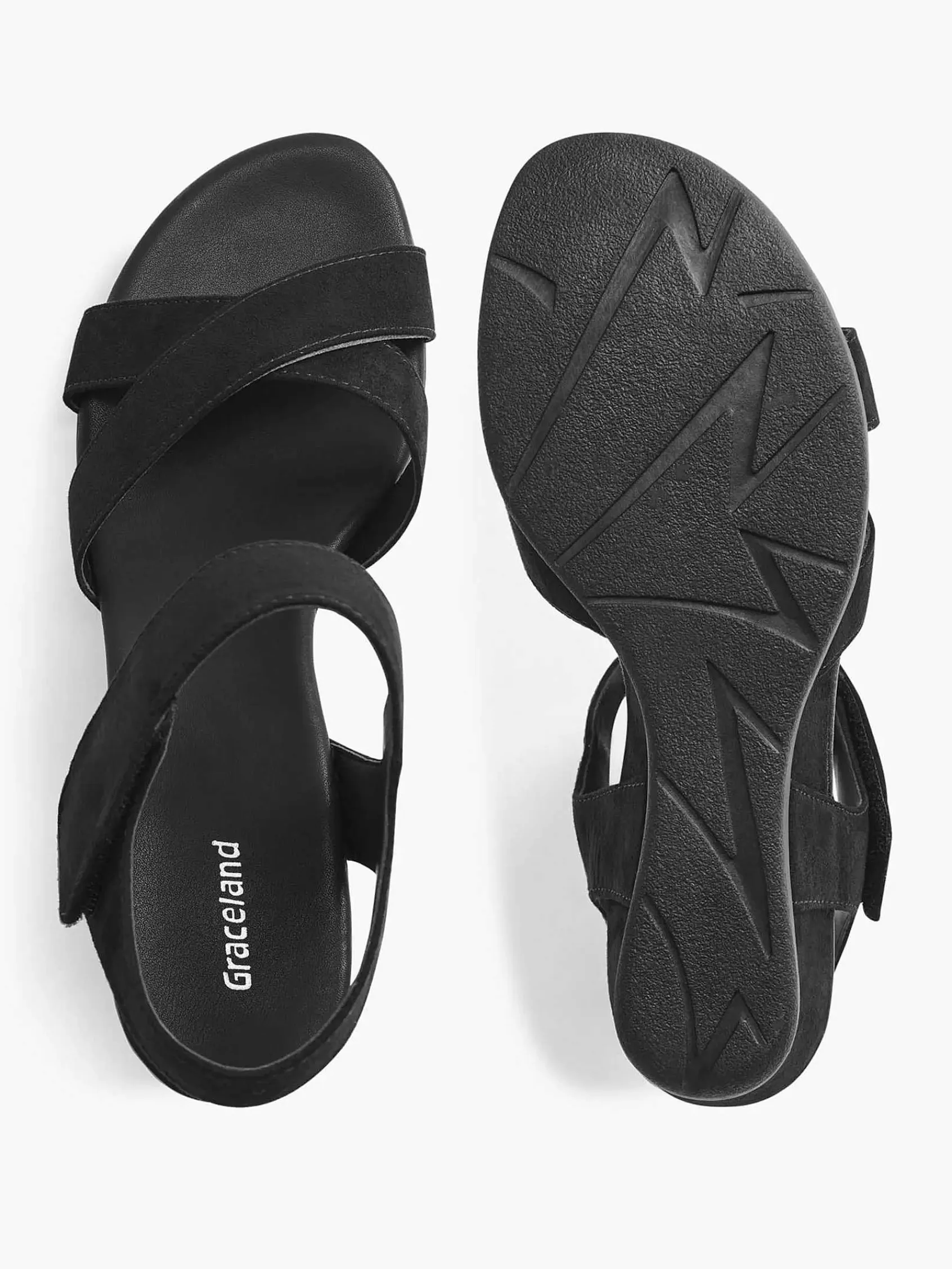 Sandalen|Graceland Zwarte Sandalette Sleehak
