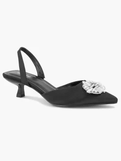 Pumps|Graceland Zwarte Slingback Steentjes