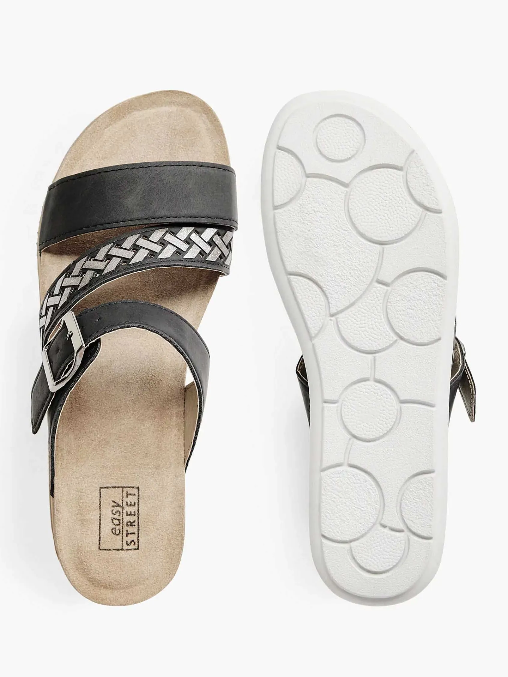 Slippers|Easy Street Zwarte Slipper Gespsluiting
