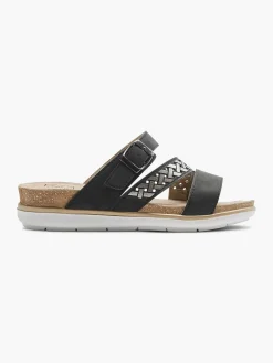 Slippers|Easy Street Zwarte Slipper Gespsluiting