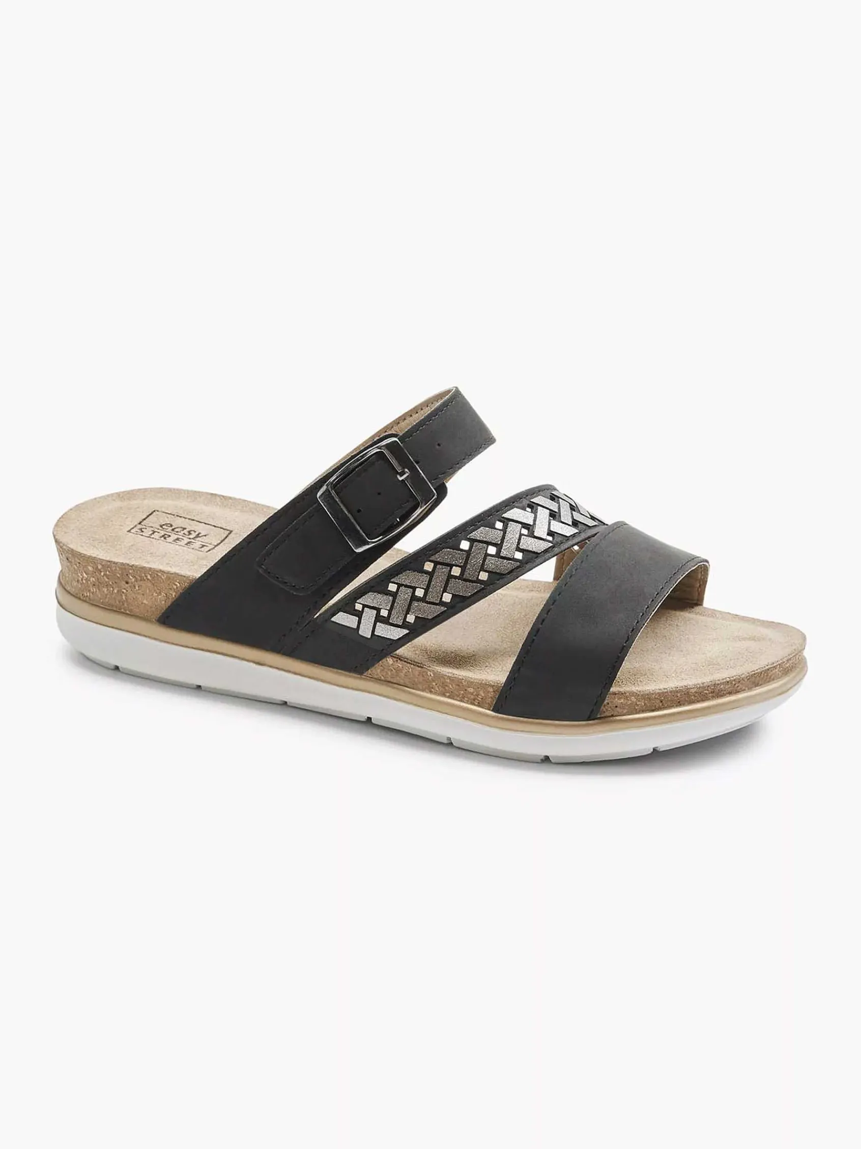 Slippers|Easy Street Zwarte Slipper Gespsluiting