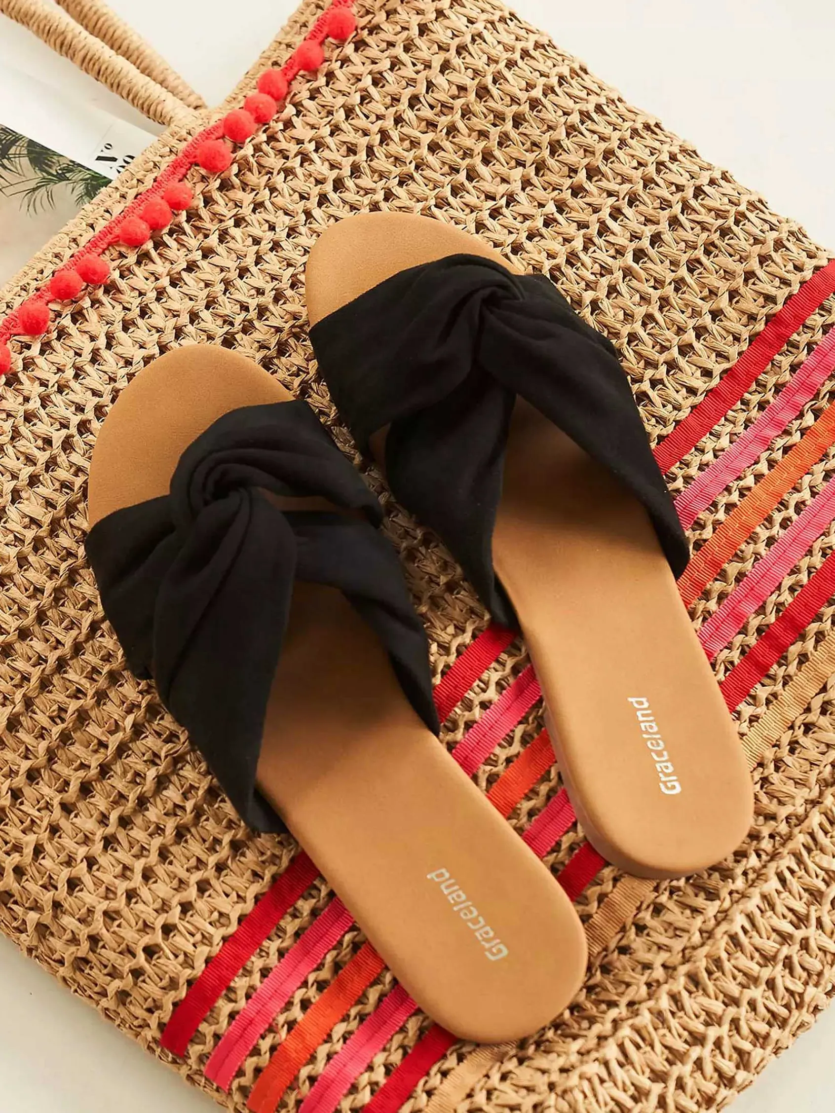 Slippers|Graceland Zwarte Slipper Knoop