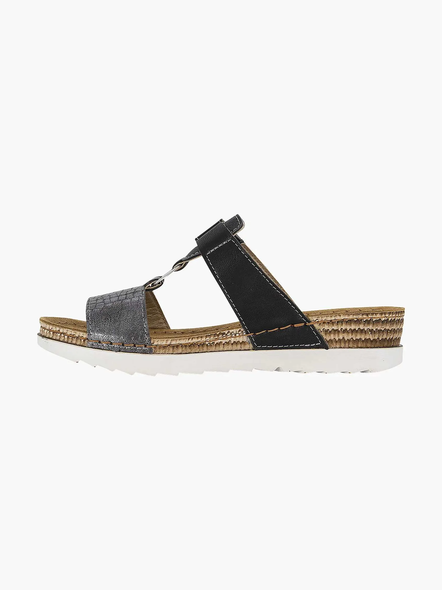 Slippers|Easy Street Zwarte Slipper Leren Voetbed