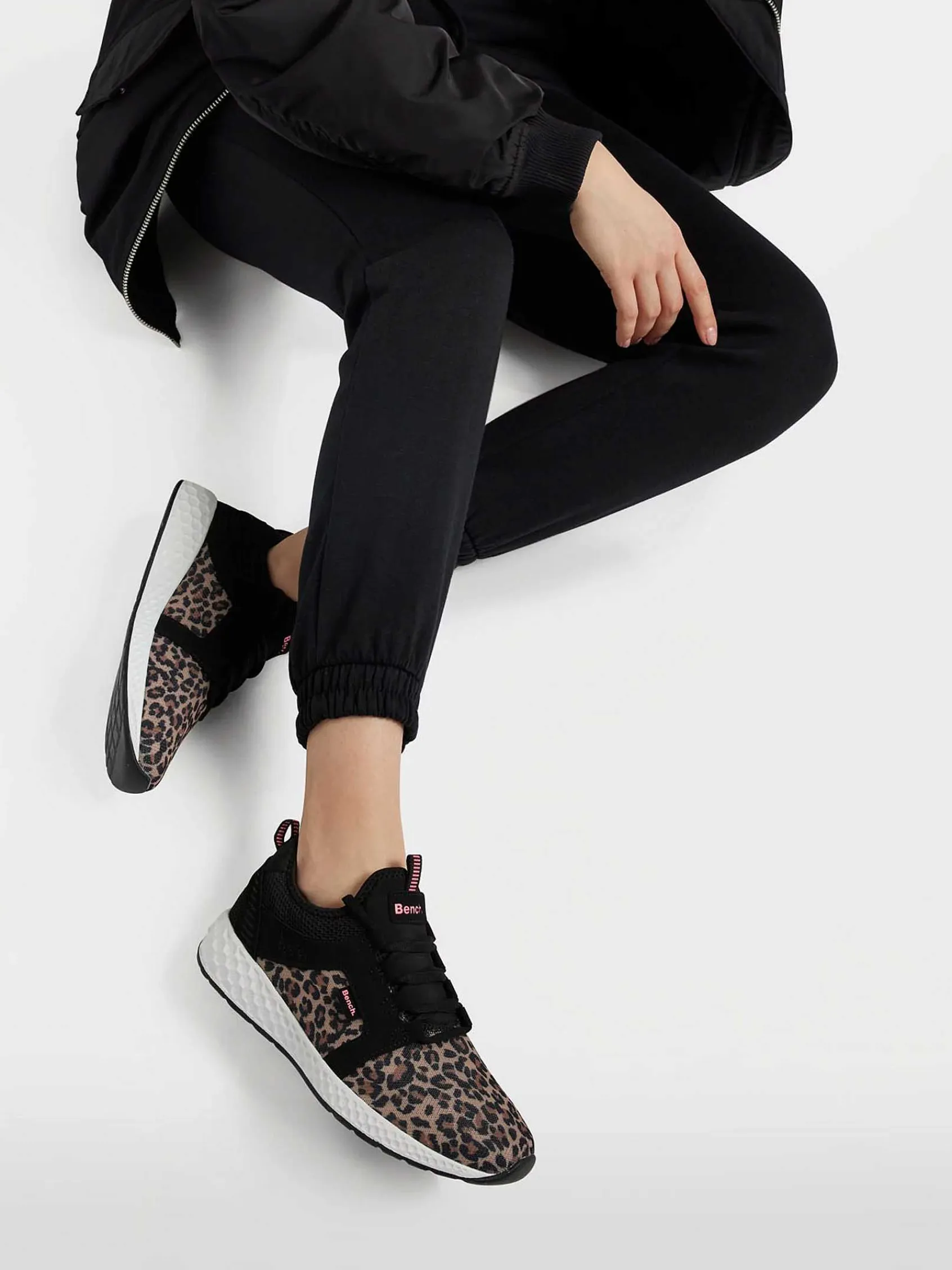 Sneakers|Bench Zwarte Sneaker Panterprint