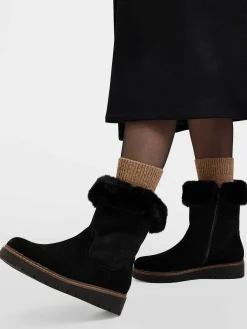 Comfort Schoenen|Medicus Zwarte Suede Comfort Enkelboot Gevoerd