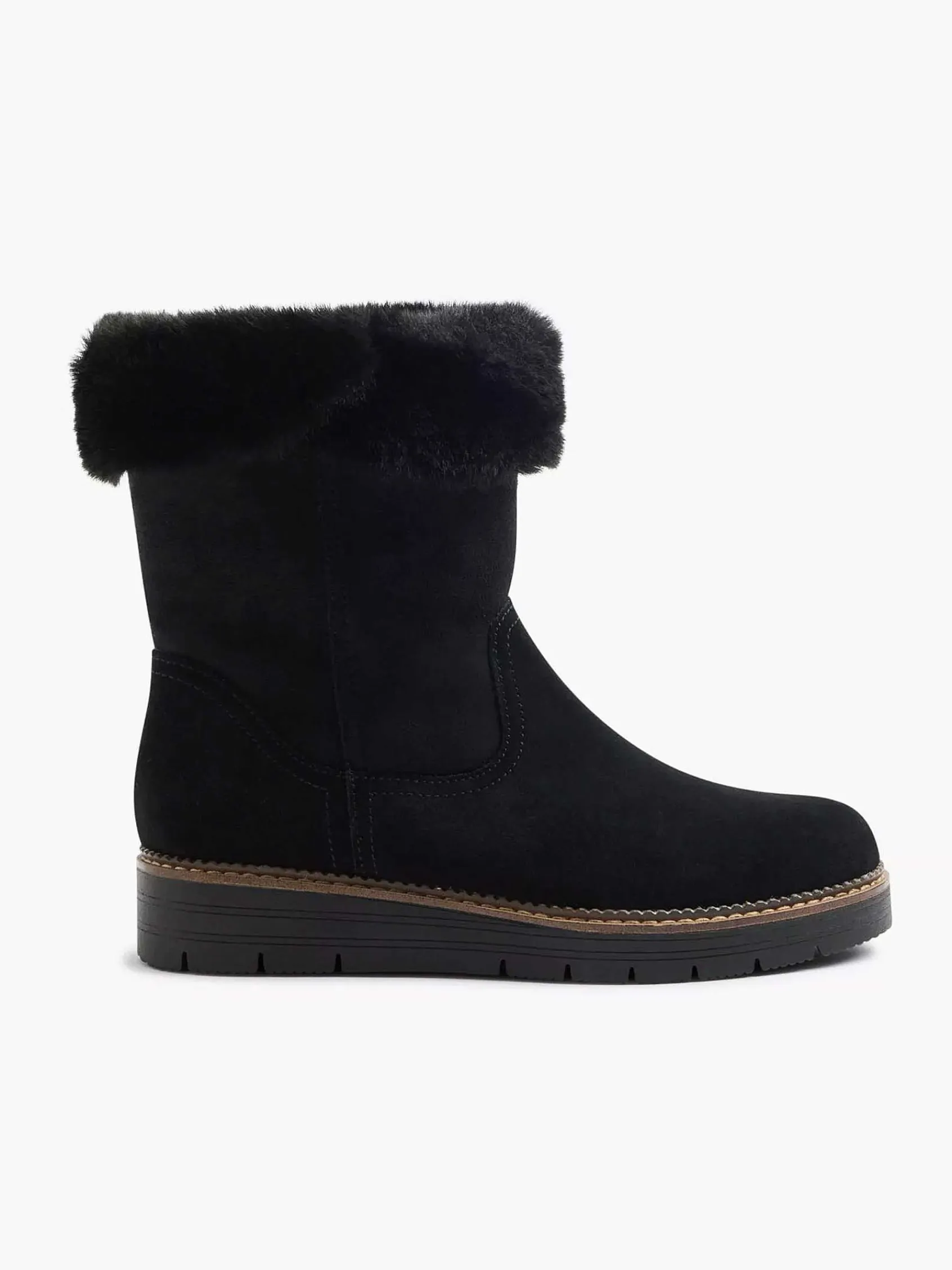 Comfort Schoenen|Medicus Zwarte Suede Comfort Enkelboot Gevoerd