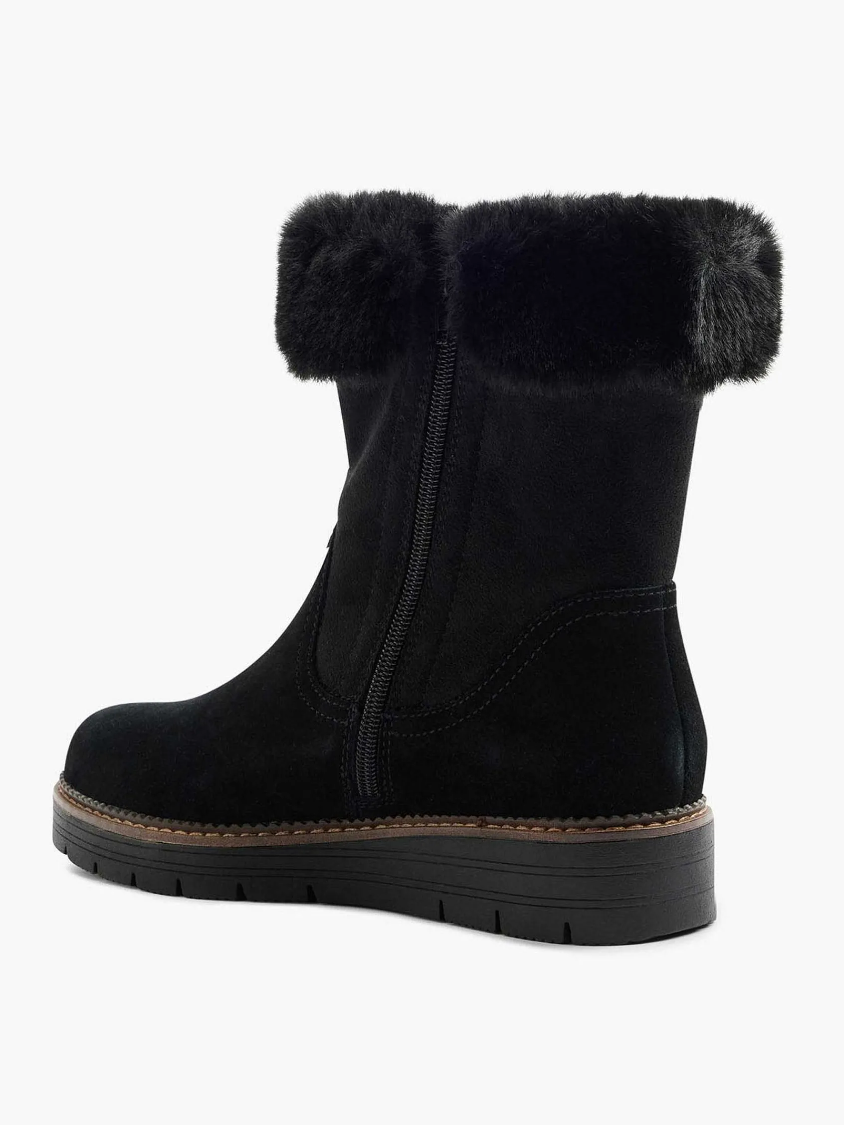 Comfort Schoenen|Medicus Zwarte Suede Comfort Enkelboot Gevoerd