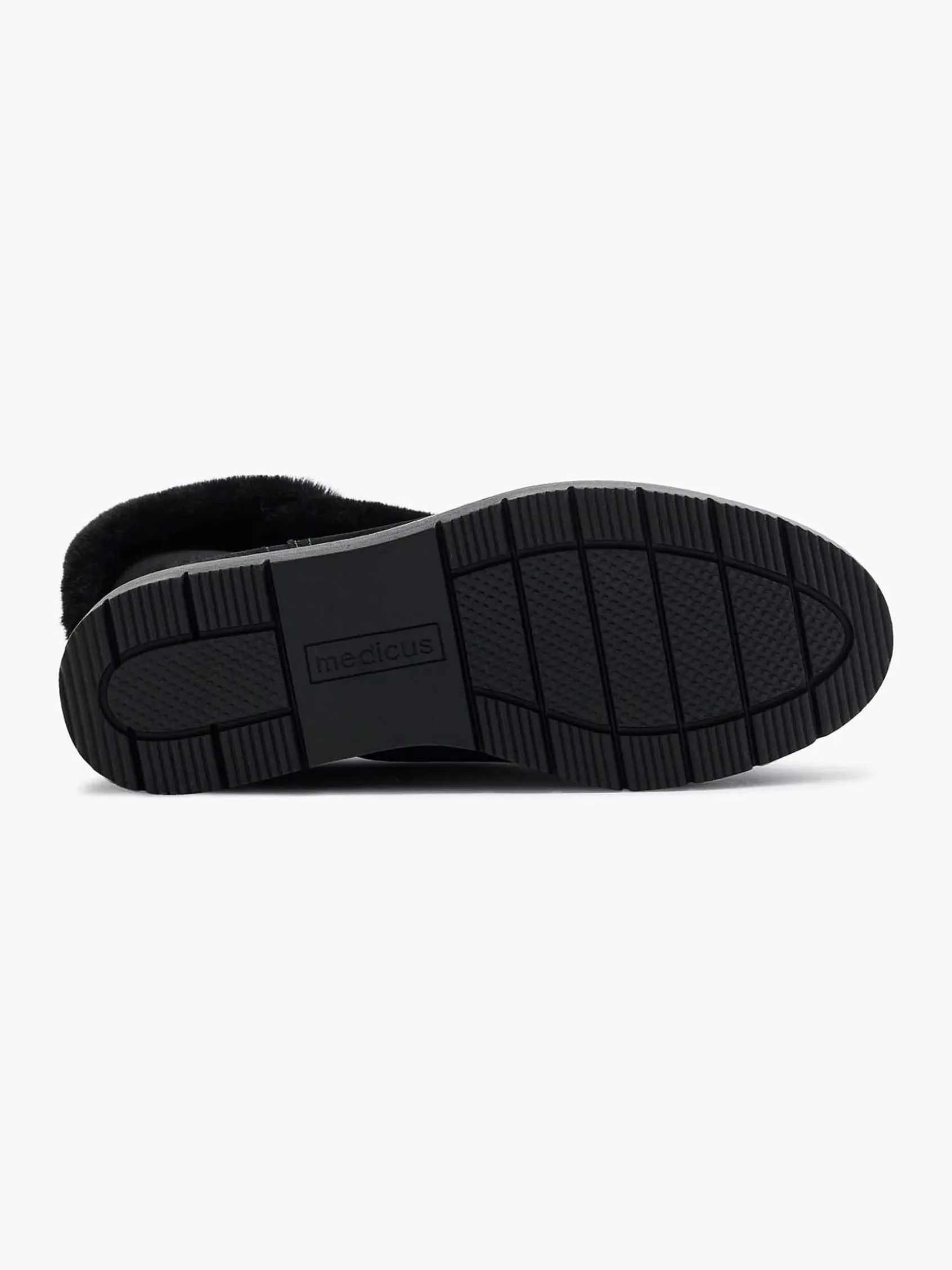 Comfort Schoenen|Medicus Zwarte Suede Comfort Enkelboot Gevoerd