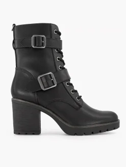 Enkellaarzen & Boots|Graceland Zwarte Veterboot Hak