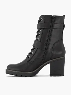 Enkellaarzen & Boots|Graceland Zwarte Veterboot Hak