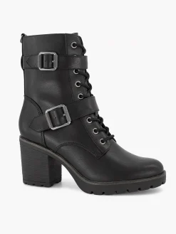 Enkellaarzen & Boots|Graceland Zwarte Veterboot Hak