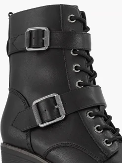 Enkellaarzen & Boots|Graceland Zwarte Veterboot Hak