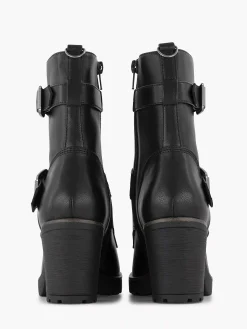 Enkellaarzen & Boots|Graceland Zwarte Veterboot Hak