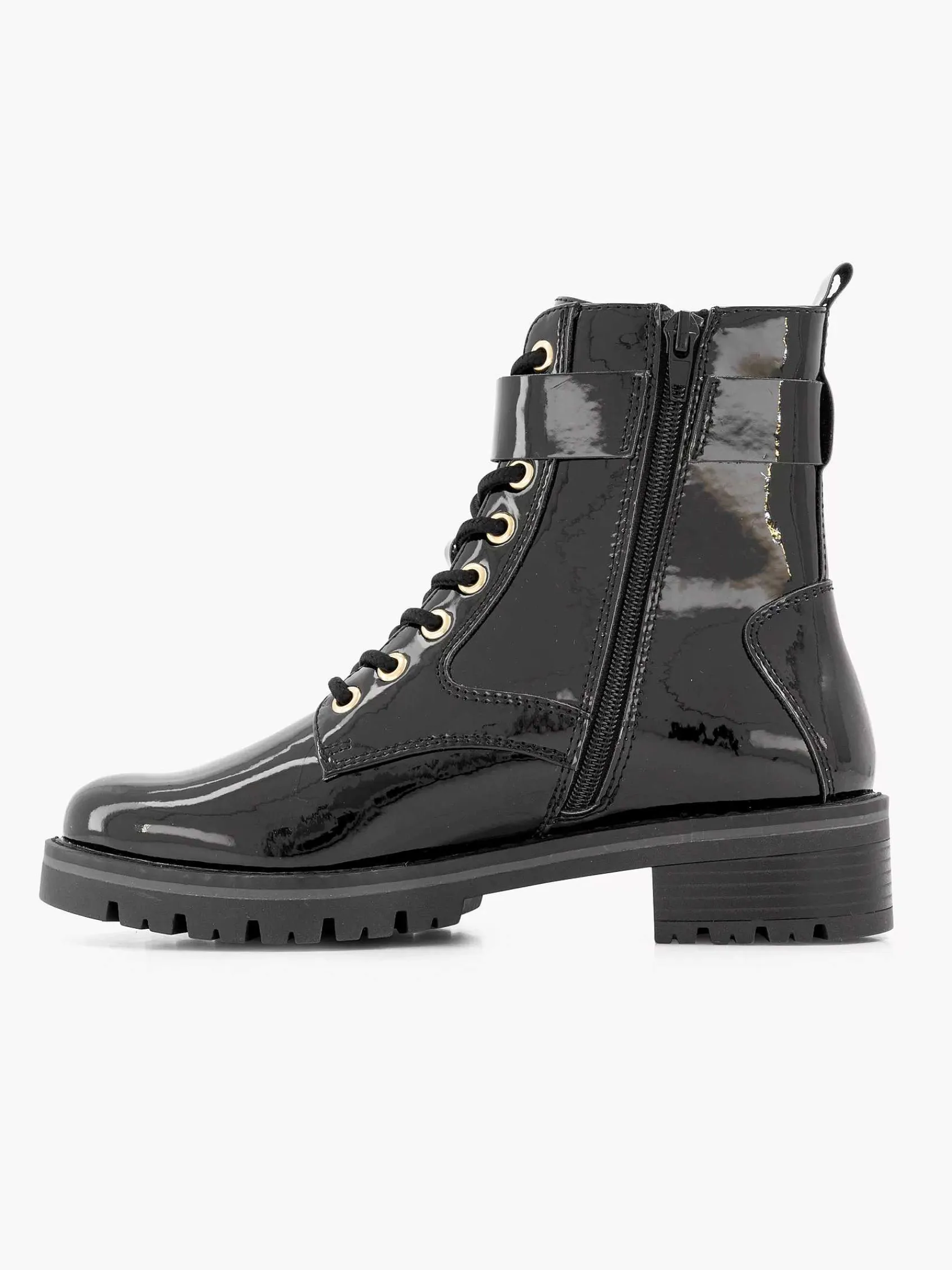 Enkellaarzen & Boots|Graceland Zwarte Veterboot Lak