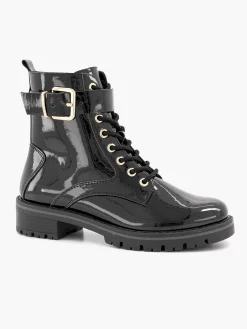 Enkellaarzen & Boots|Graceland Zwarte Veterboot Lak