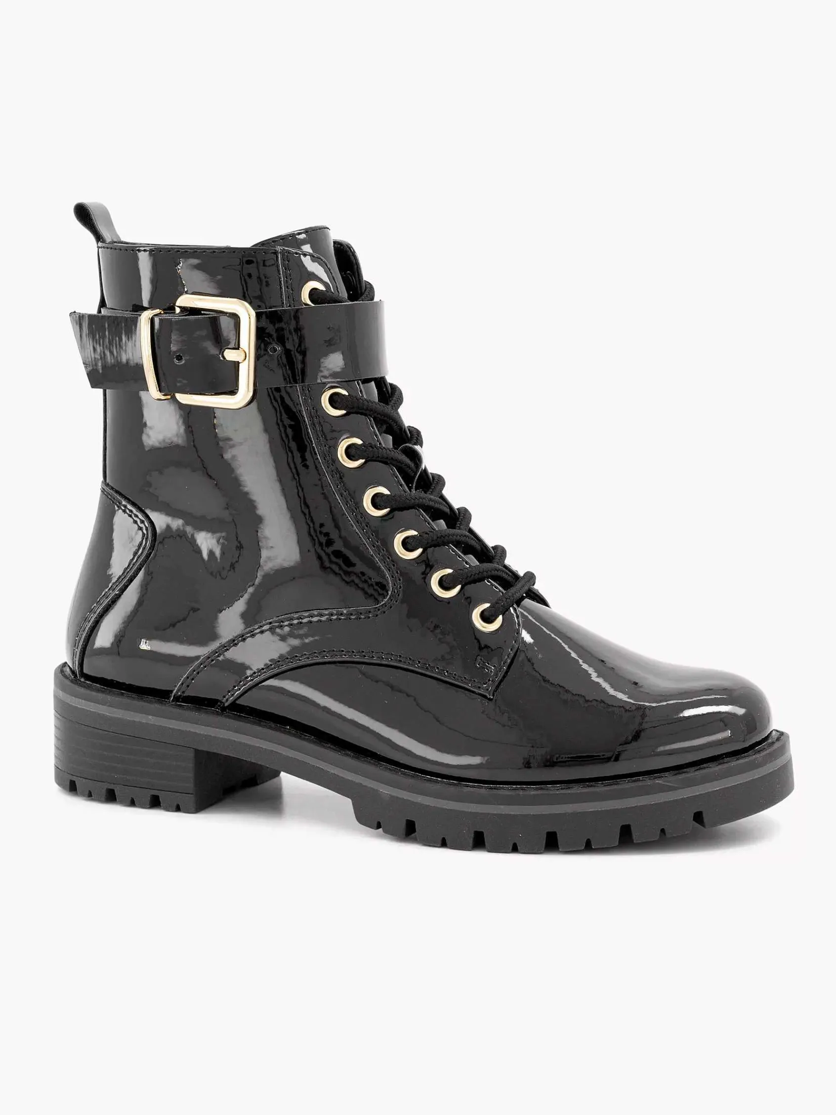 Enkellaarzen & Boots|Graceland Zwarte Veterboot Lak