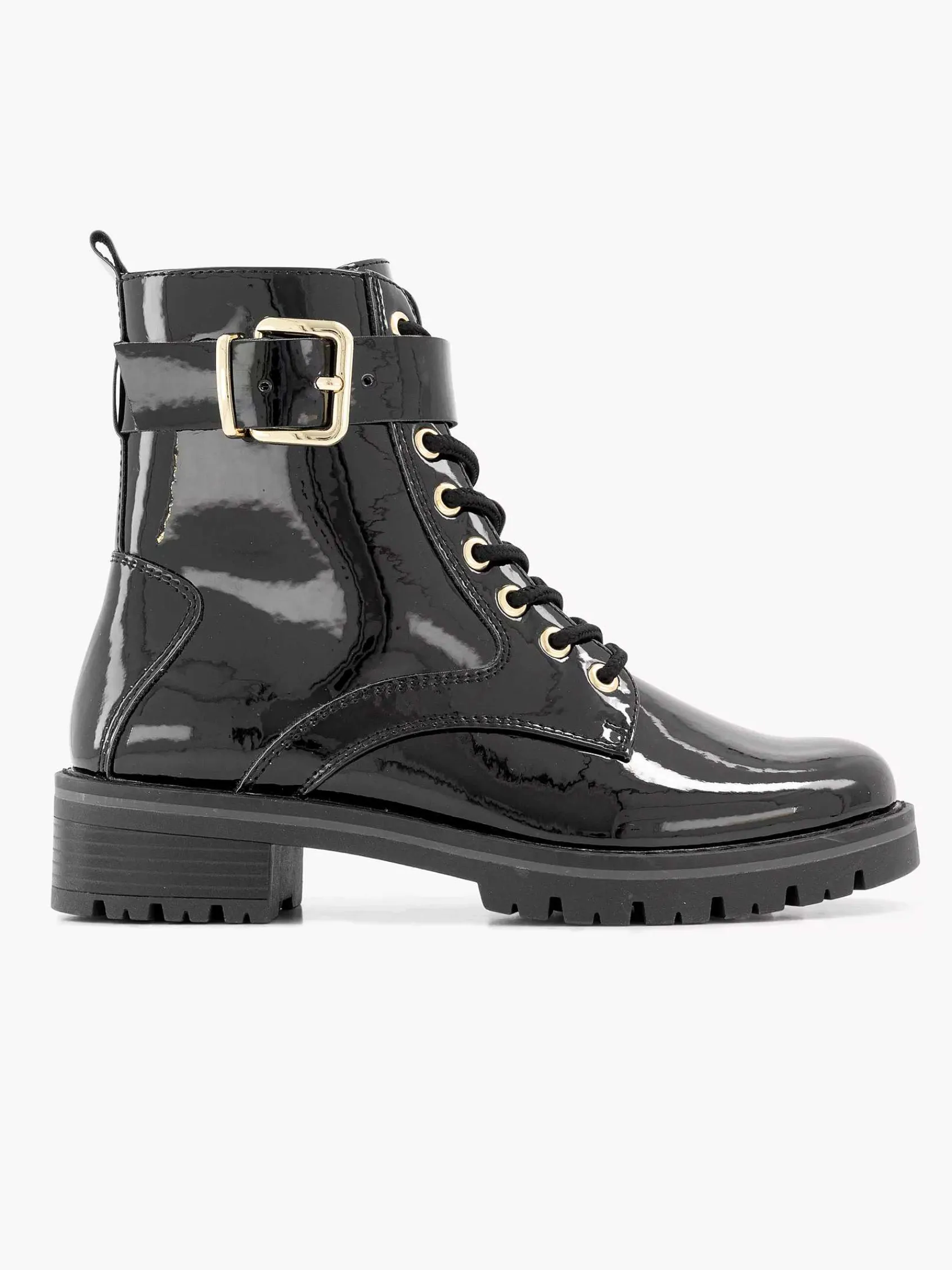 Enkellaarzen & Boots|Graceland Zwarte Veterboot Lak