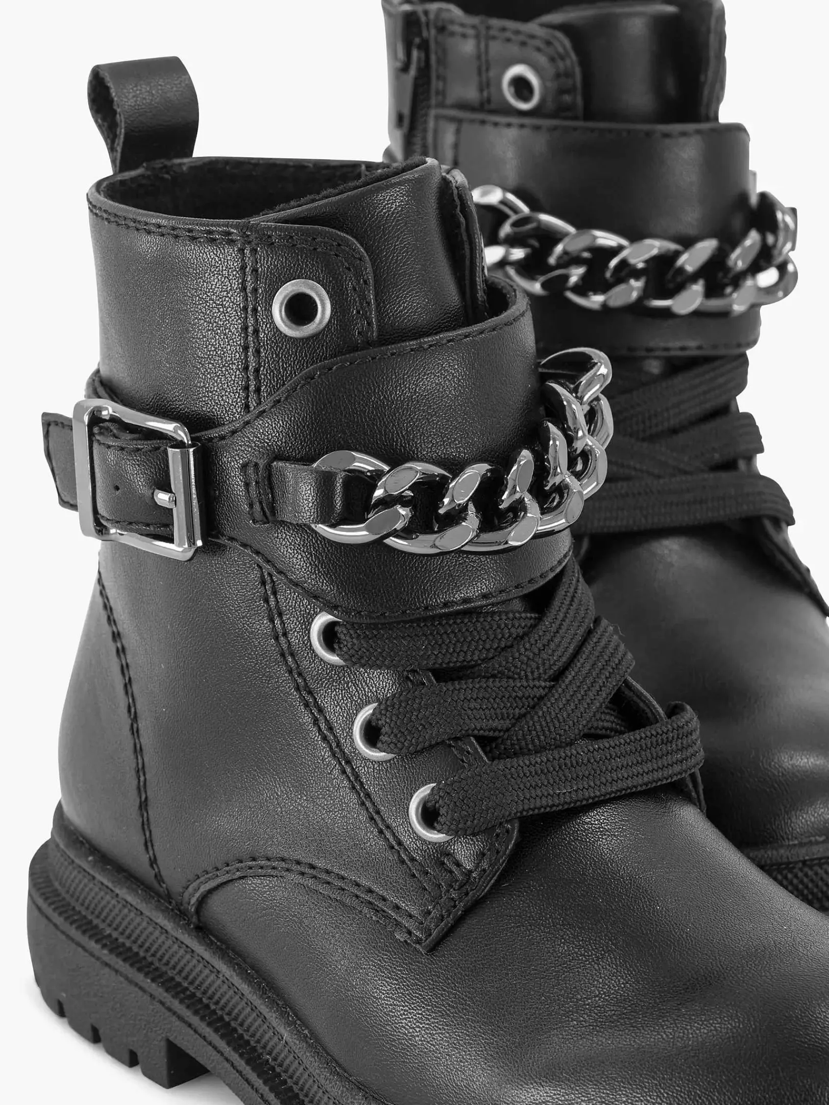 Jongensschoenen|Oxmox Zwarte Veterboot Sierketting, Offline Ivm Klachten (Laura)
